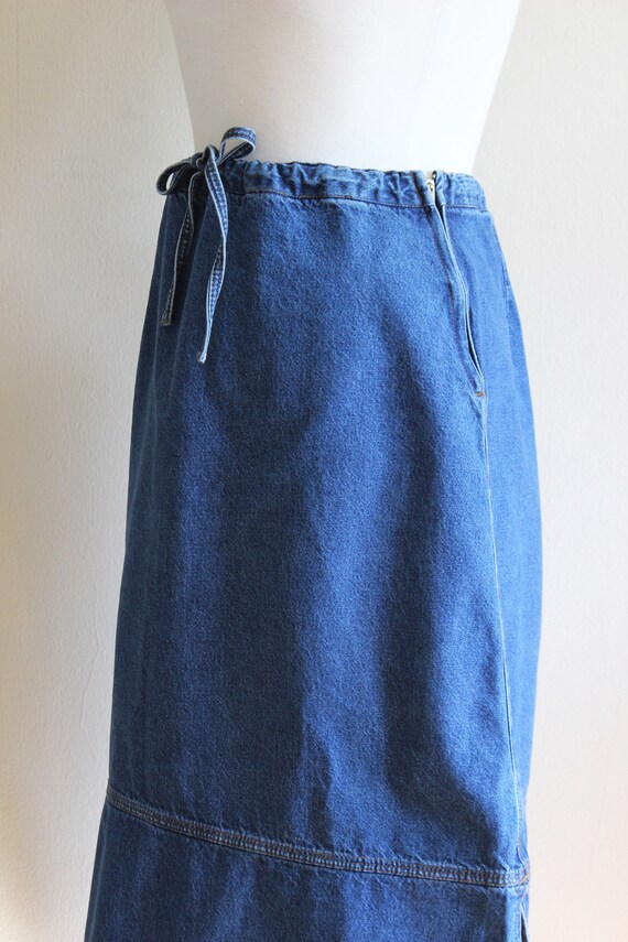 Vintage 1990s Drawstring Waist Denim Cargo Skirt - image 8