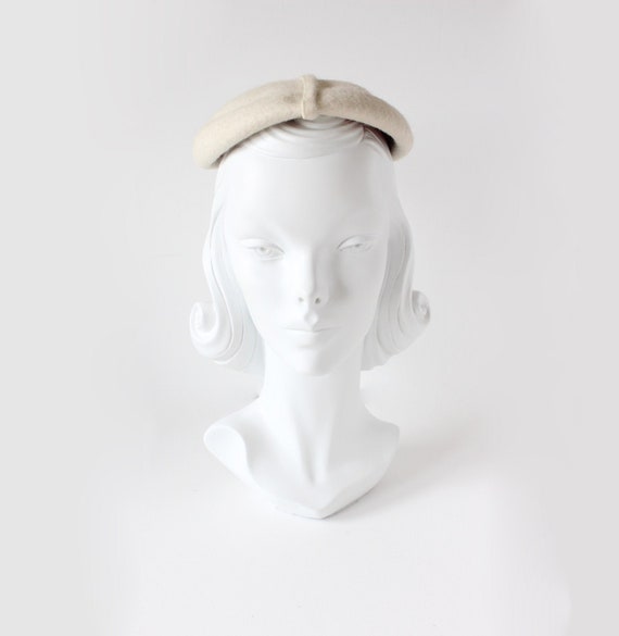 Vintage 1960s Off White Wool Felt Hat - image 2