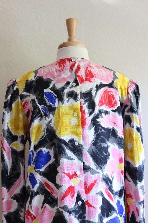 Vintage 1980s Argenti Multicolor Silk Drop Waist … - image 9