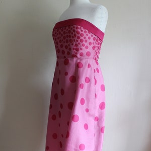 Vintage Y2K Kay Unger Pink Polka Dot Strapless Dress image 6