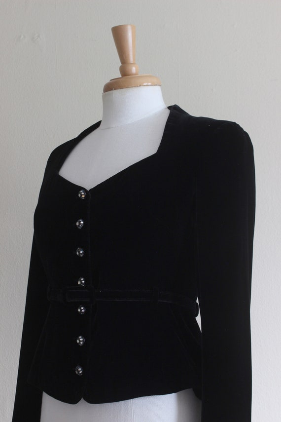 Vintage Anne Klein II Black Velvet Belted Top wit… - image 6