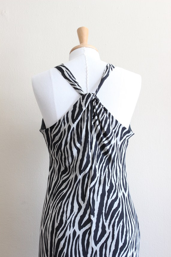 Vintage 1990s Black & White Animal Print Chiffon … - image 9