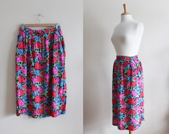 Vintage 1980s Bright Floral Diane Von Furstenberg Skirt