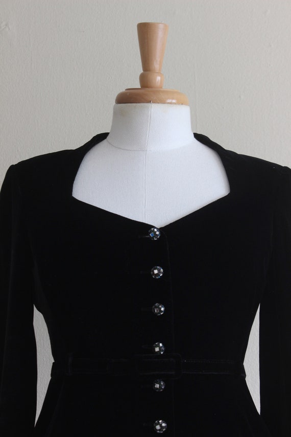 Vintage Anne Klein II Black Velvet Belted Top wit… - image 3