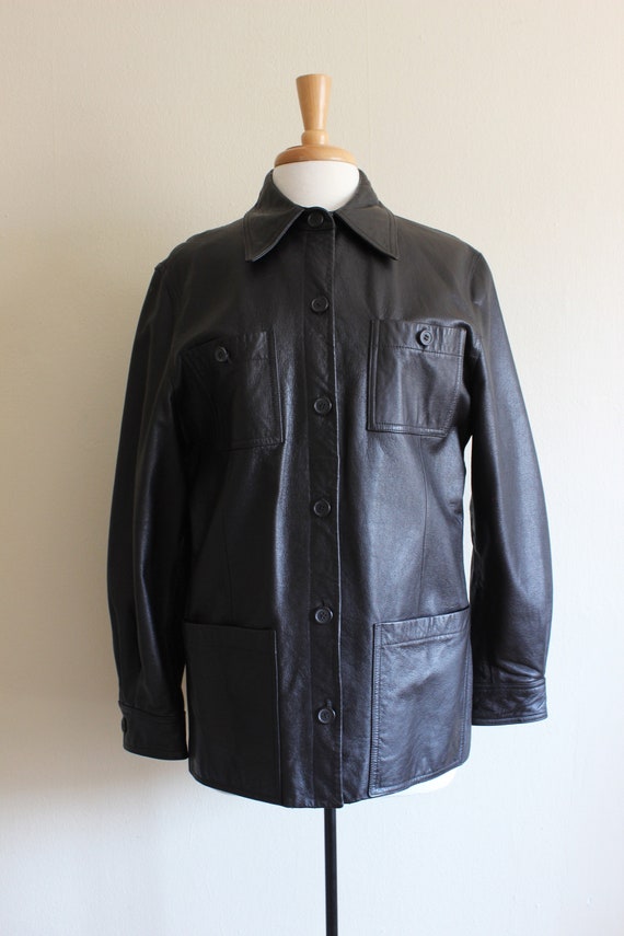 Vintage Brown-Black Leather Utility Jacket - image 3