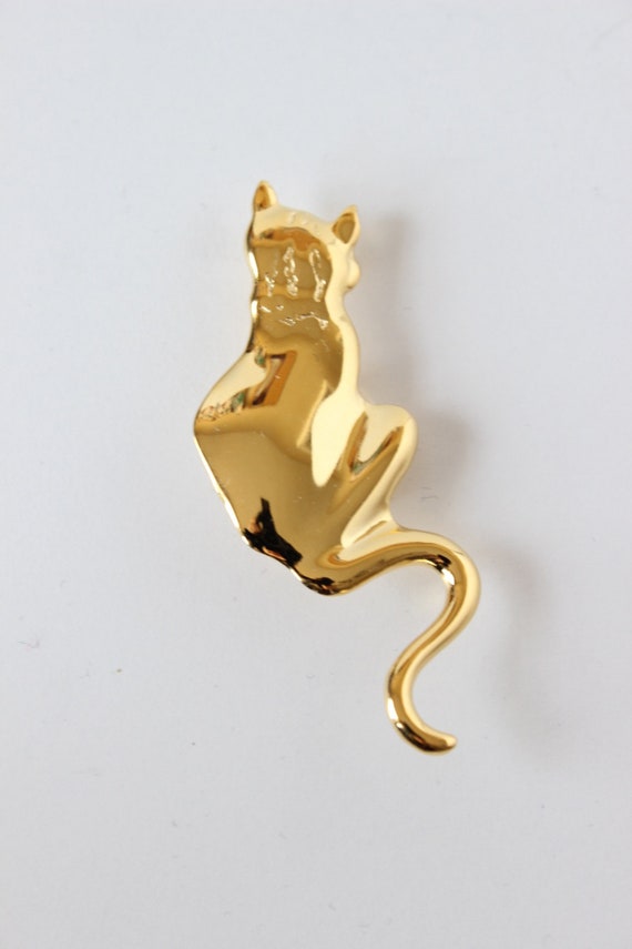 Vintage 1980s Gold Plate Art Nouveau Inspired Cat… - image 4