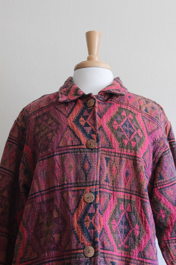 Vintage Multicolor Pink Cotton Tapestry Jacket - image 4