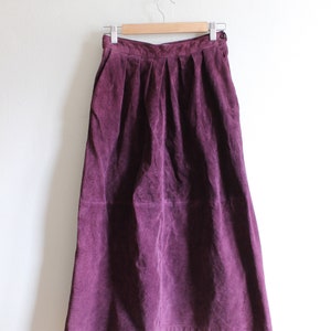 Vintage 1980s Purple Suede Midi Skirt image 8