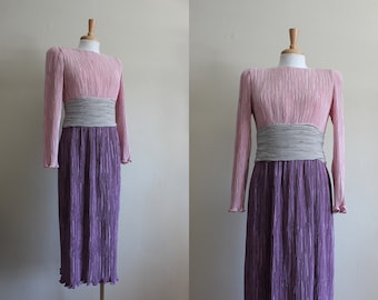 Vintage 1980s Steven Stoller Pink & Purple Fortuny Pleated Dress