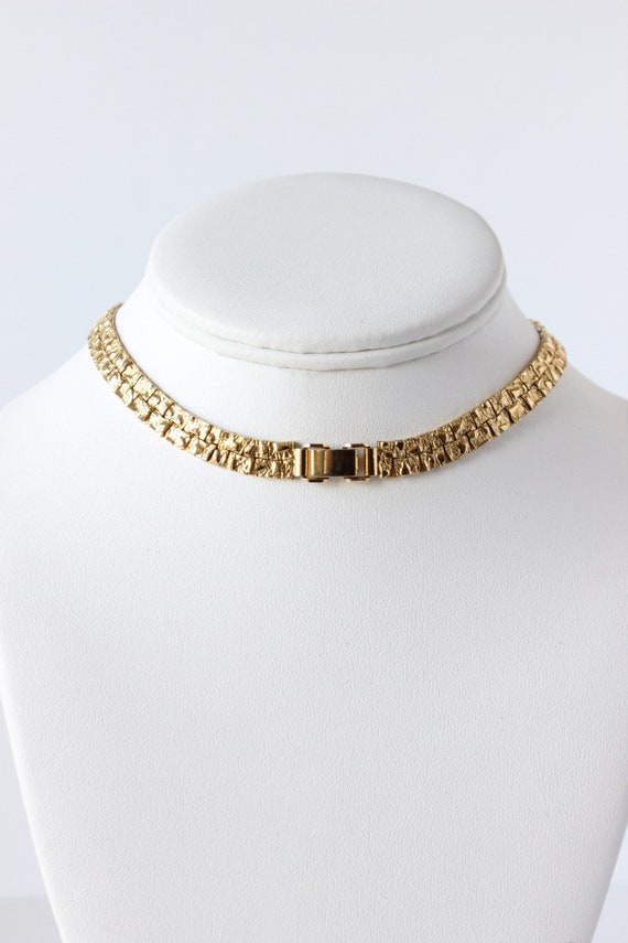 Vintage Goldtone Textured Chain Necklace - image 6