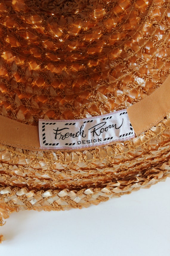 Vintage French Room Caramel Cellophane Straw Hat - image 10