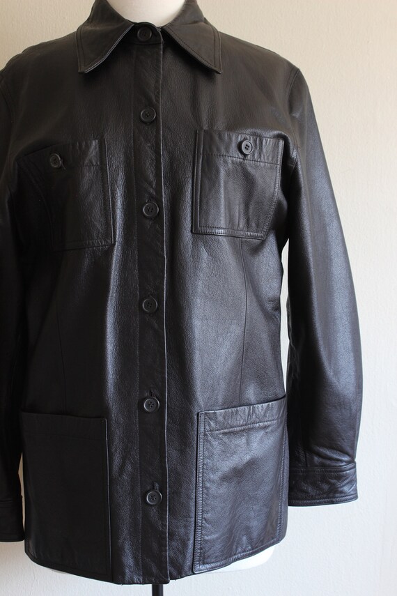 Vintage Brown-Black Leather Utility Jacket - image 5