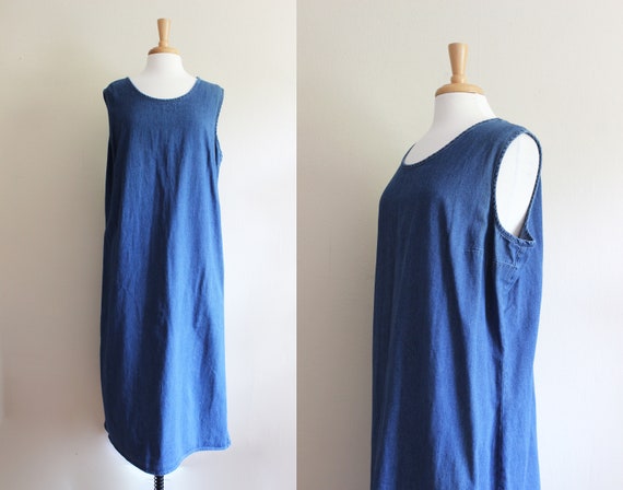 Vintage 1990s Sleeveless Denim Midi Dress