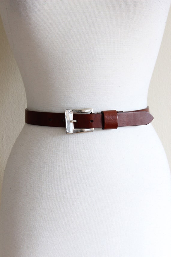 Vintage 1990s Kenneth Cole Brown Leather Belt wit… - image 2