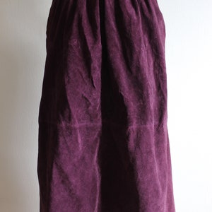 Vintage 1980s Purple Suede Midi Skirt image 3