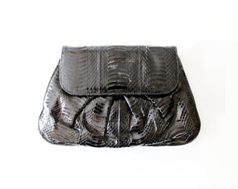 Vintage J. Reneé Black Snakeskin Clutch Bag
