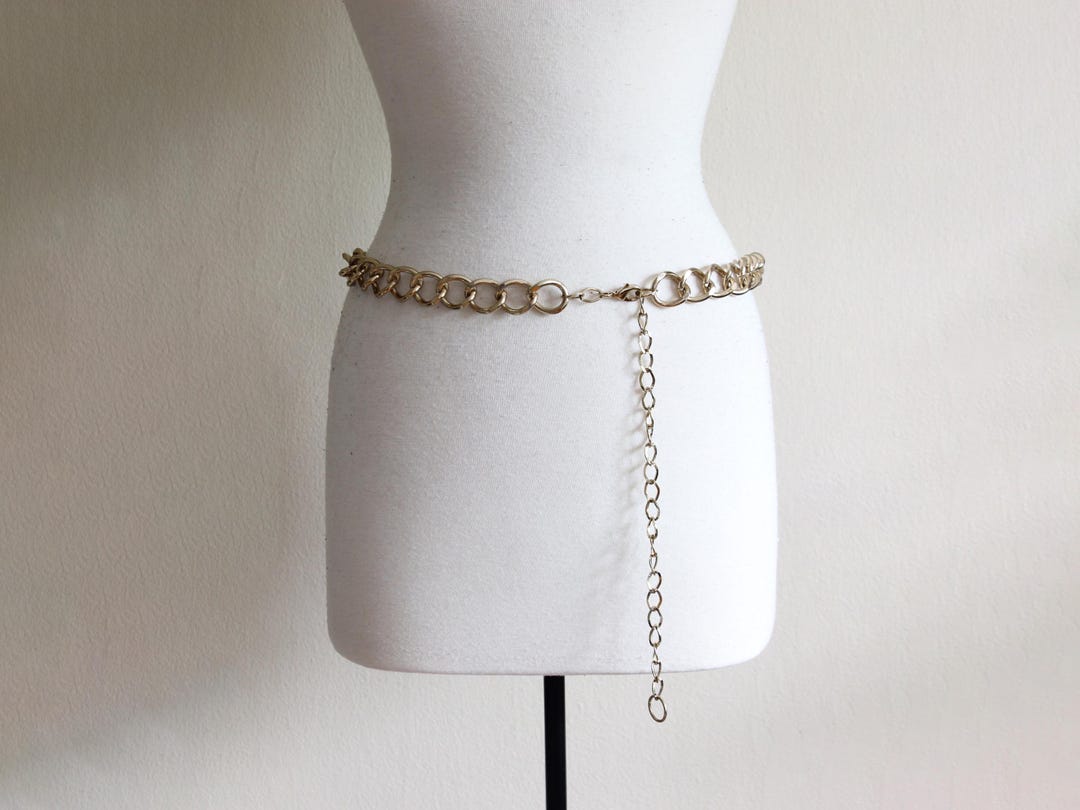 Vintage Chunky Gold Tone Chain Belt OS ✨ 90s Gold Tone Ring Chain Belt | Chaink Link Belt  main image 3