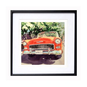 Chevrolet car print red classic automobile car convertible diner art retro car gallery wrap wall decor, Framed unframed, LaBerge Muren, 7269 image 1