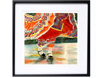 Cinco de Mayo DANCE WATERCOLOR Latina folk wall art, Latinx Dance Print,  (10*