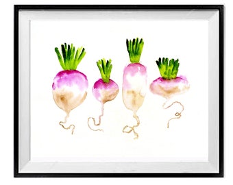Kitchen wall art decor PURPLE VEGETABLE turnips dining room décor food veggies Framed or Unframed, by LaBerge Muren, 1047469493