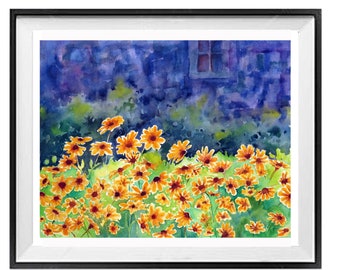 FLORAL art decor landscape countryside nature yellow flower by Nancy Laberge Muren