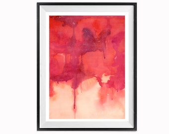Magenta abstract wall art decor EXPRESSIONISM watercolor bright pink print, by Nancy Laberge Muren