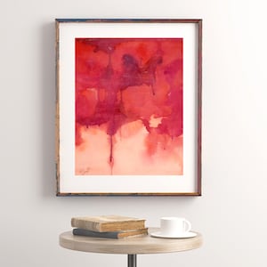 Abstract Painting Print Magenta, Pink Modern Style Drip art, Bright abstract wall art, Watercolor abstract, . 1 image 1