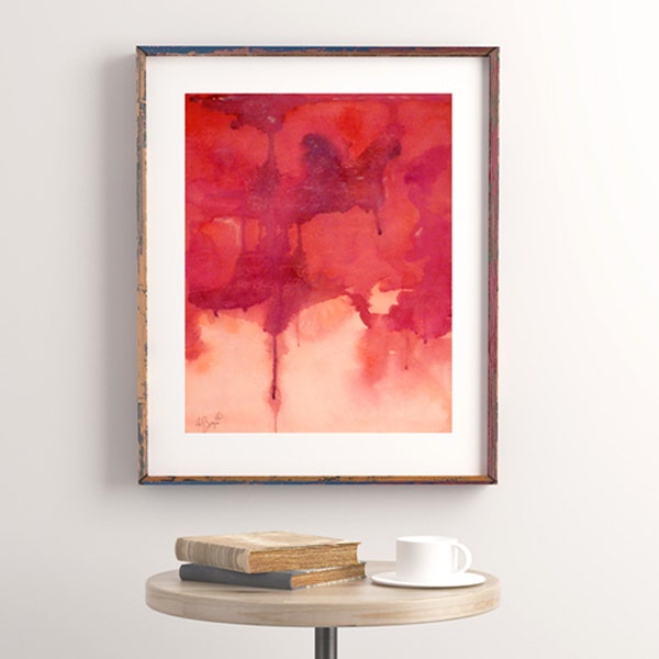 Abstract Painting Print Magenta, Pink Modern Style Drip art, Bright abstract wall art, Watercolor abstract,  .* (1