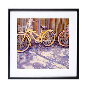 Yellow Italian Bike Print, Bicycle painting, Watercolor bike wall art, Yellow print bicycle, . 4 image 1