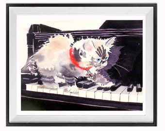 Siamese Cat Kitten, wal decor, Cat Lover Gift, for Bathroom, Picture Print, for Kids room infant, Framed unframed, LaBerge Muren 1022