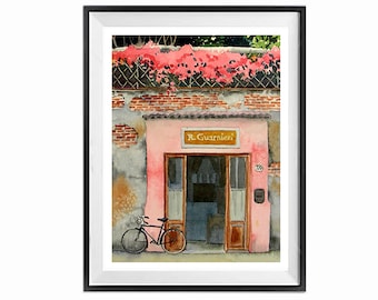 bike cityscape Italian BICYCLE art print adventurous colorful painting by Nancy LaBerge Muren