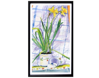 DAFFODIL FLOWER room decor print watercolor floral painting by Nancy LaBerge Muren