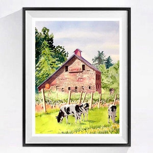 Clever Cows Holstein aquarel print decor, boerderij woondecoratie muur print land koe kunst print boerderij, inlijstbaar LaBerge Muren, 7600