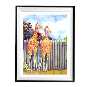Giraffe painting Wall art, Giraffe watercolor Print, Zoo animal painting, Child&#39;s room wall art, Trendy nursery art, Giraffe artwork,