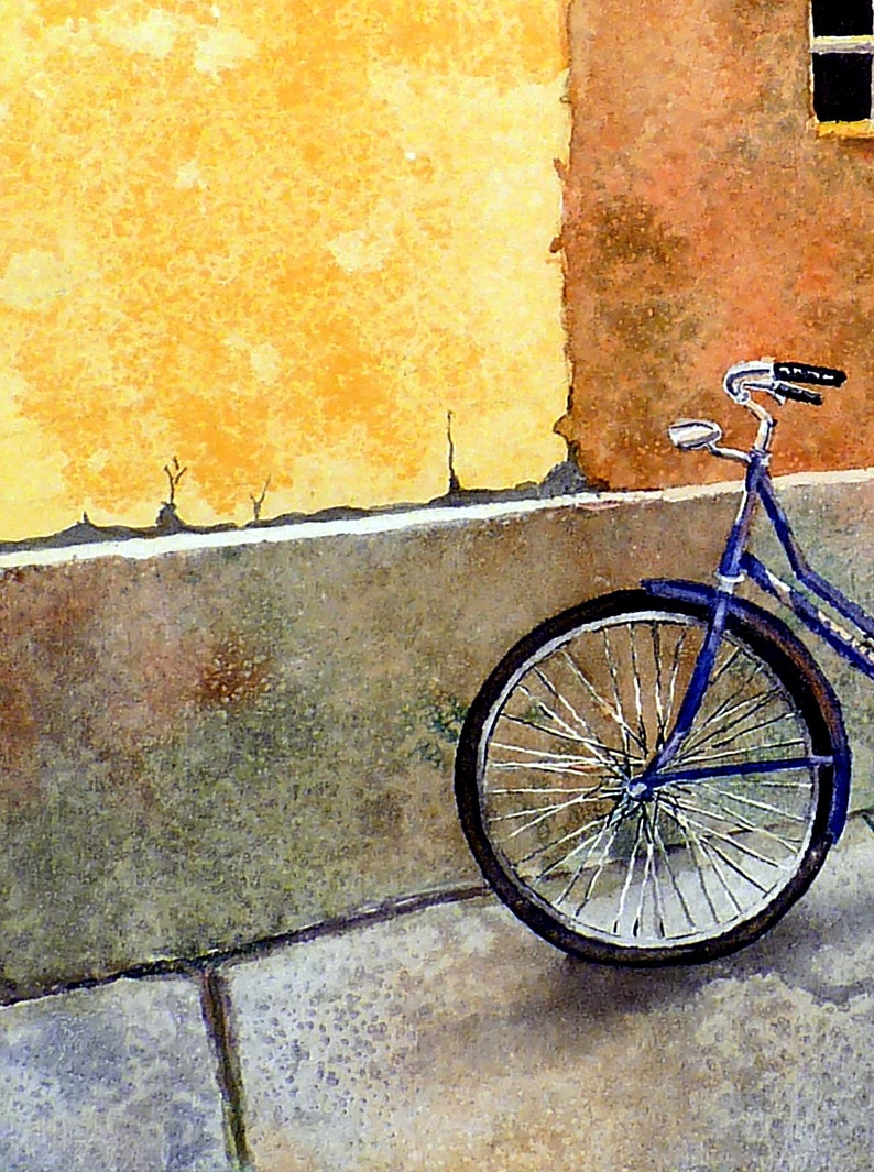 Bike art print bicycle, Orange yelow gray, Window art print, Italy Italian wall art, Orange art print, By LaBerge Muren, 7081 image 8