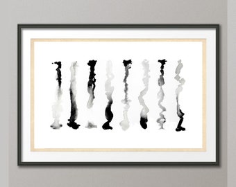 Modern art Print, Black Abstract print, Abstract watercolor print black, Black white art print, Fine Art Abstract print, WatercolorByMuren,