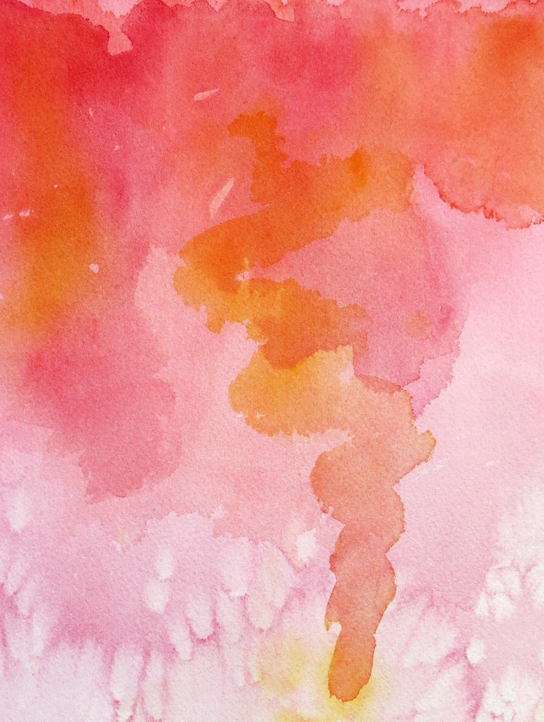 Abstract Watercolor Pink Print, Abstract Watercolor Orange Print, Coral Color Print, Free Shipping, . 2 image 5