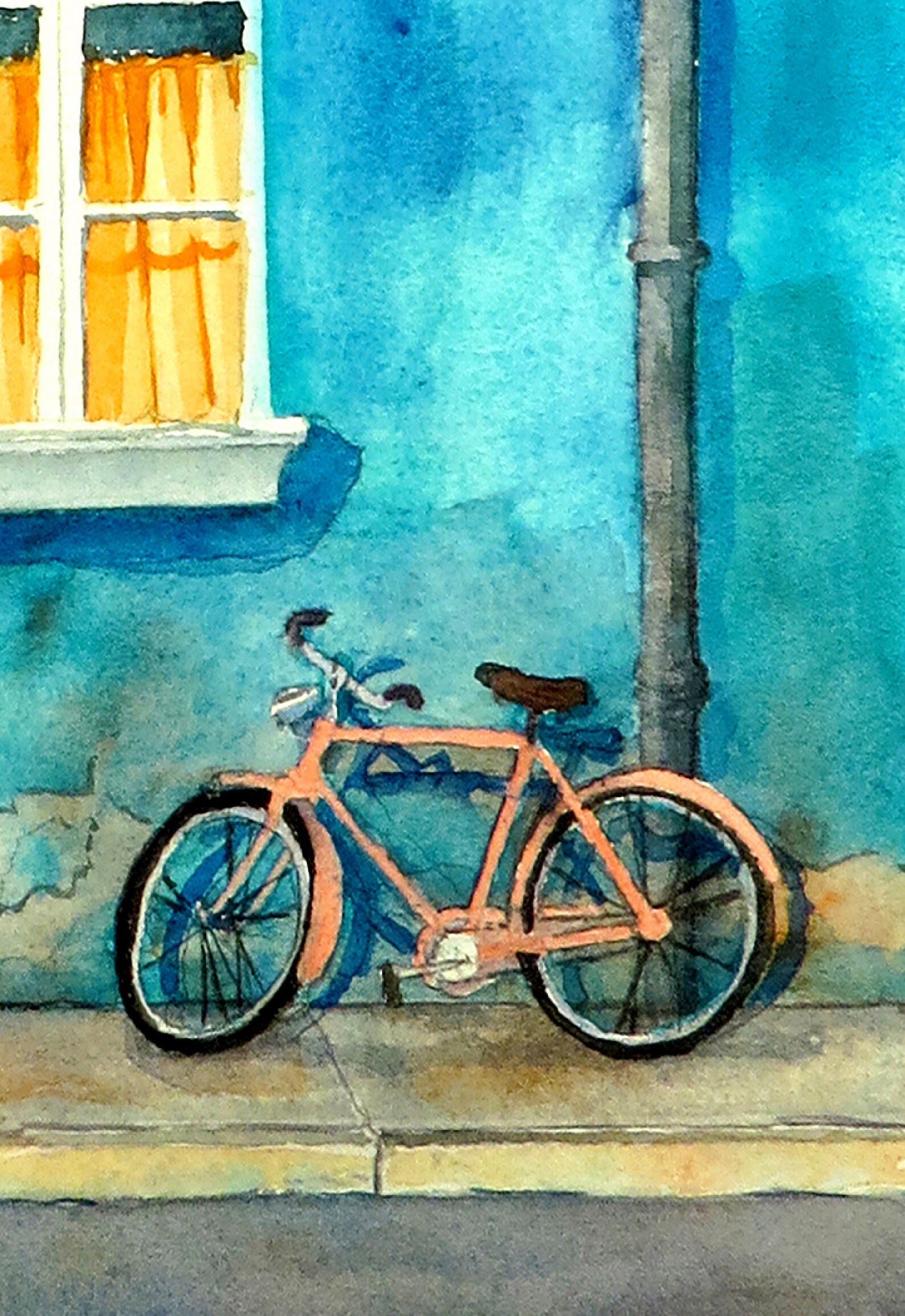 Italian Wall Art Italy Landscape Print Blue Orange Painting Etsy