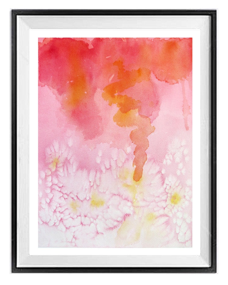 Abstract Watercolor Pink Print, Abstract Watercolor Orange Print, Coral Color Print, Free Shipping, . 2 image 6
