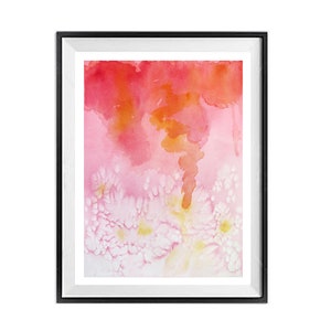 Abstract Watercolor Pink Print, Abstract Watercolor Orange Print, Coral Color Print, Free Shipping, . 2 image 1