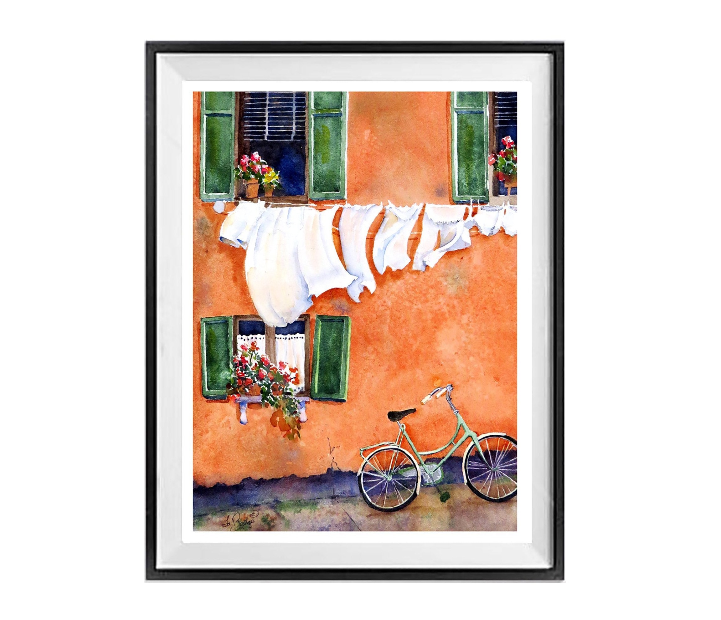 Italy Artwork Italy Clothesline Mural Hanging Laundry Painting Original