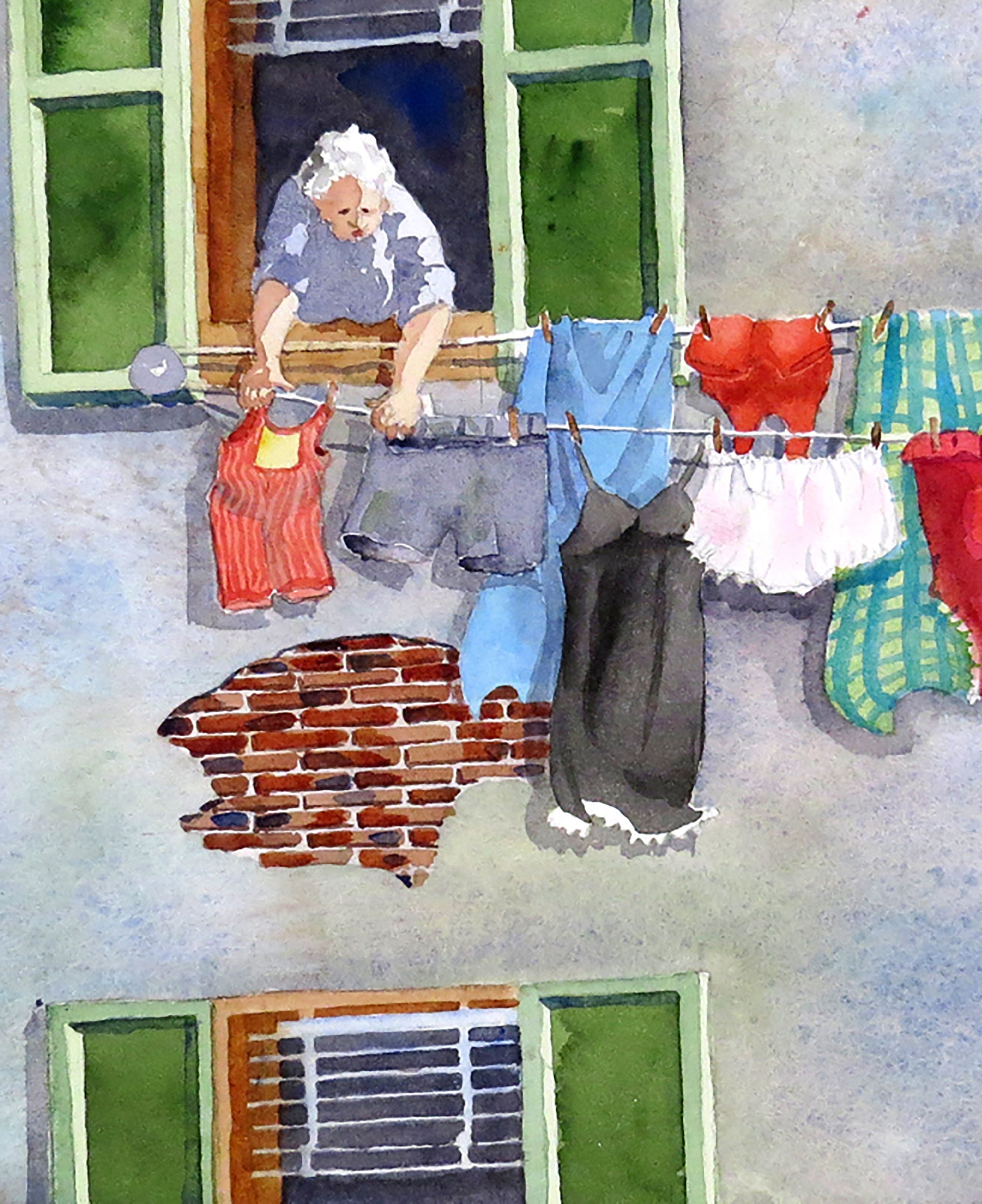 Laundry Room Art, Giclee, Print, Italian Laundry, Travel art