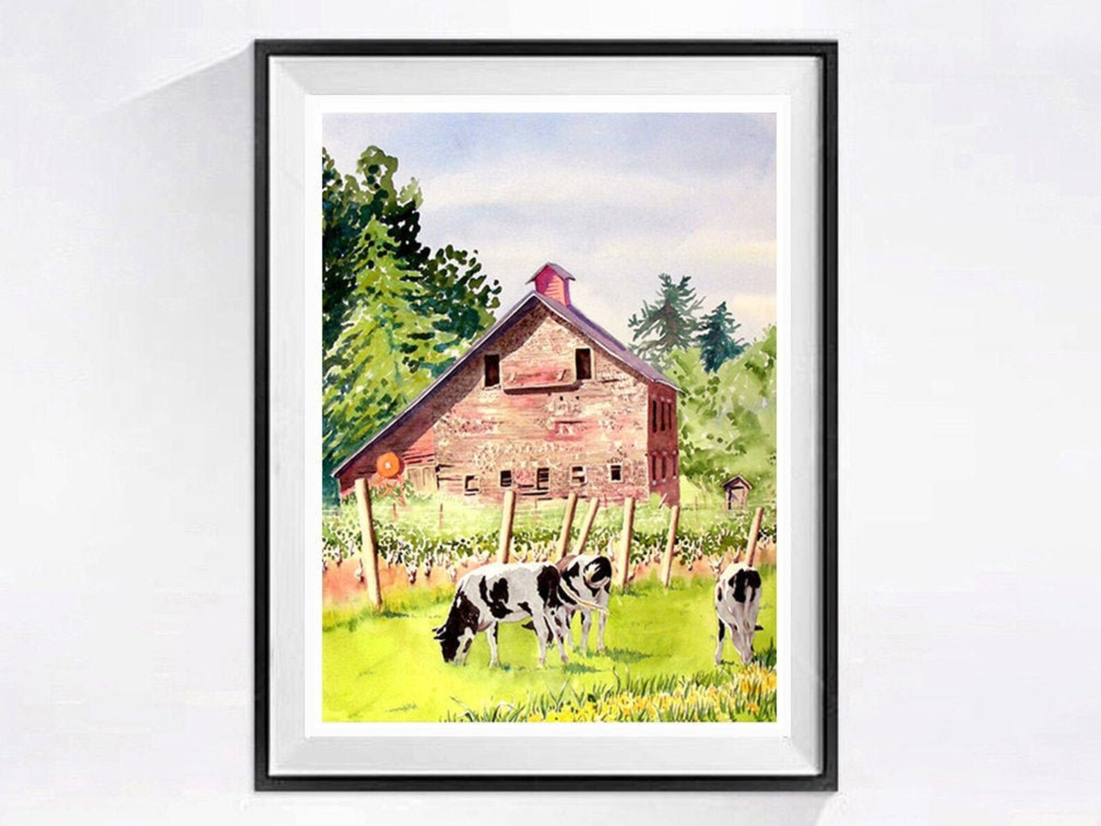 Farm Landscape Wall Art Barn Print Red Vineyard Print Etsy