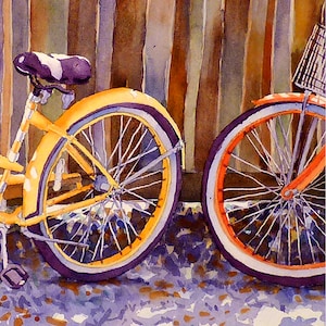 Yellow Italian Bike Print, Bicycle painting, Watercolor bike wall art, Yellow print bicycle, . 4 image 4