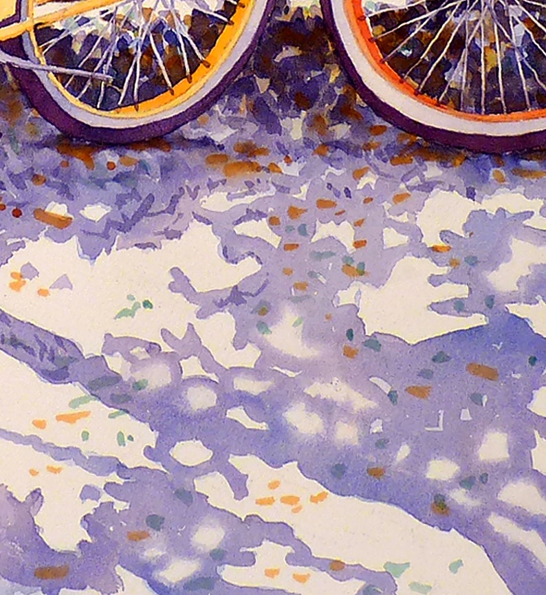 Yellow Italian Bike Print, Bicycle painting, Watercolor bike wall art, Yellow print bicycle, . 4 image 5