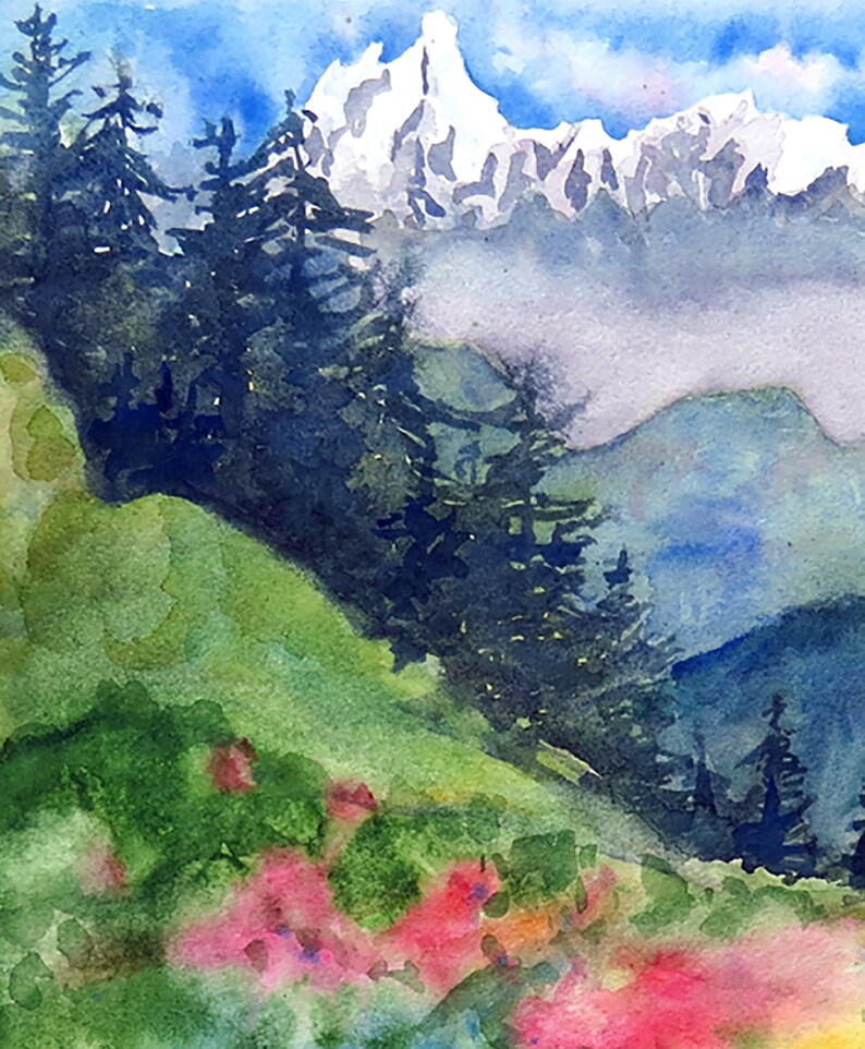 Flower Landscape Wall Art Print Floral Landscape Painting Etsy