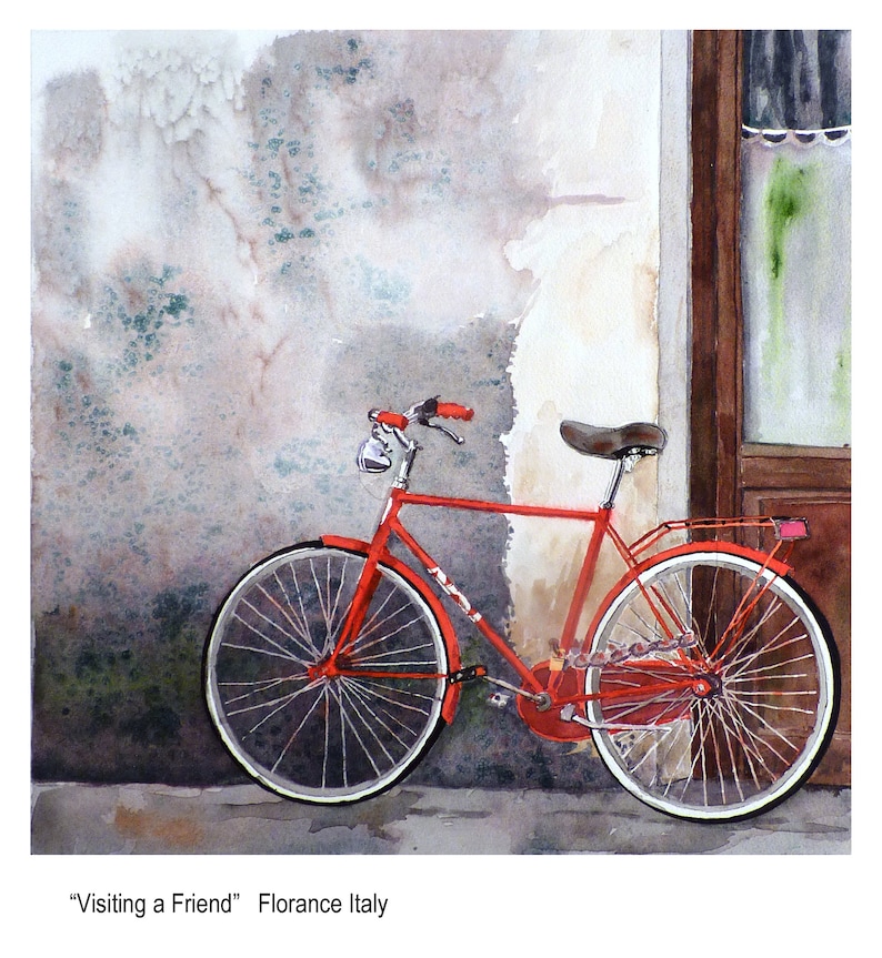 Bicycle Wall Art ITALIAN SCENERY Red Bike in European - Etsy