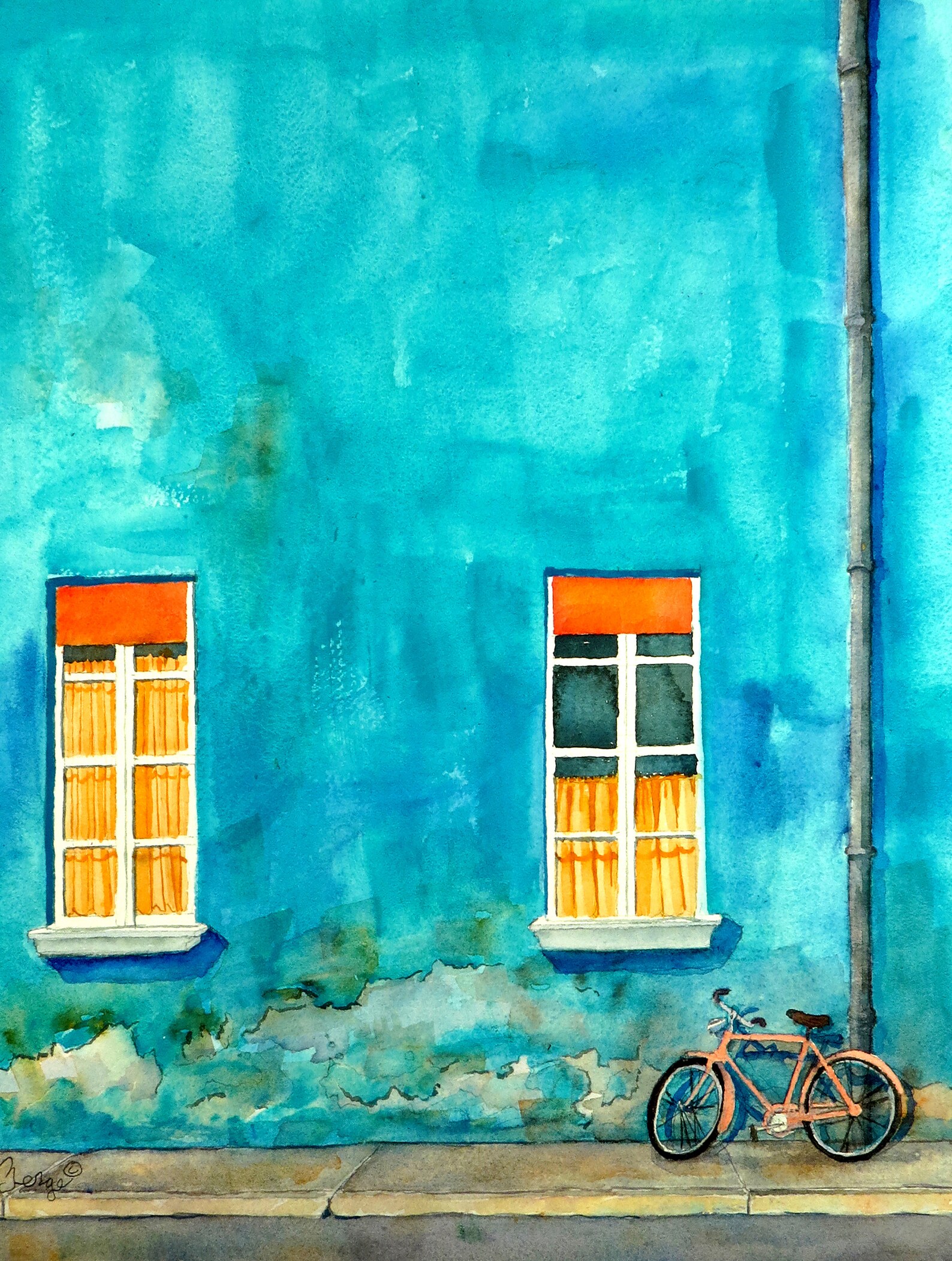 Italian Wall Art Italy Landscape Print Blue Orange Painting Etsy