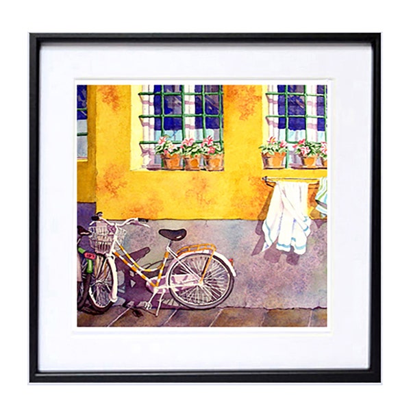 BIKE Bicycle art wall painting print yellow travel to cities in Europe, LaBerge Muren, 68194758