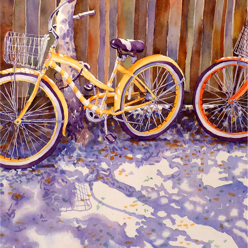 Yellow Italian Bike Print, Bicycle painting, Watercolor bike wall art, Yellow print bicycle, . 4 image 8